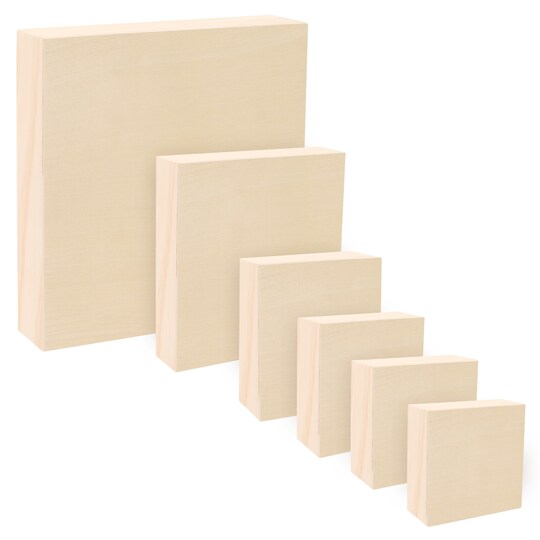 Jerry's Artarama; Da Vinci Pro Birch Wood Panel 1-5/8" Deep – Bundle of 6 Square Panels - Fine Textured, Warp Resistant, Lightweight & Rigid – Perfect for Mounting Sanded Pastel or Watercolor Paper, Linen or Canvas; Category:Wood & Hardboard Panels; Image:1